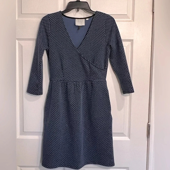 HD in Paris Dresses & Skirts - HD in Paris Textured Faux Wrap Anthropologie Dress - Size Small - Blue & Black